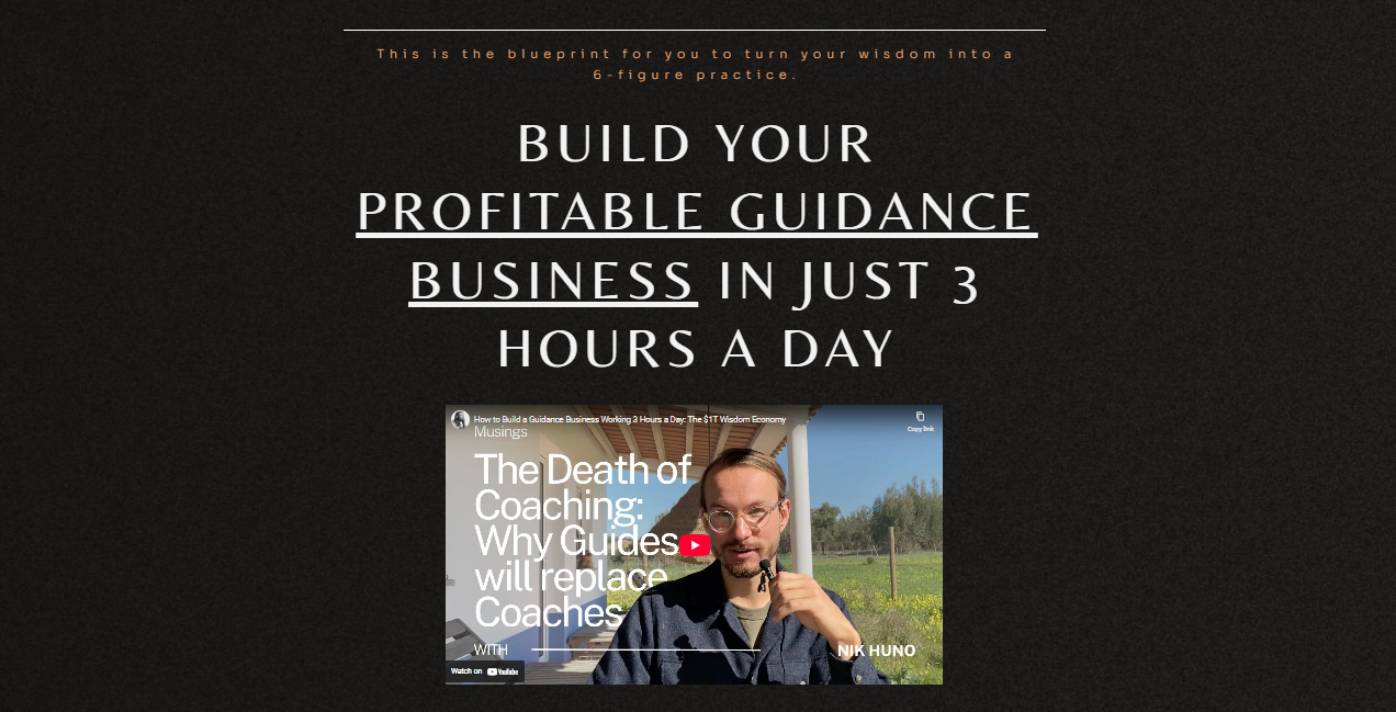 Nik Huno – The 3-Hour Guidance Busines
