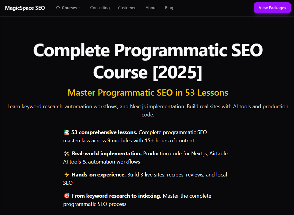 MagicSpace SEO – Complete Programmatic SEO Course [2025]