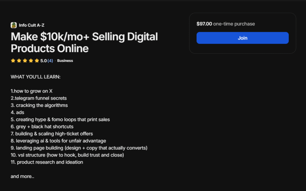 Make $10k/mo+ Selling Digital Products Online by Info Cult A-Z