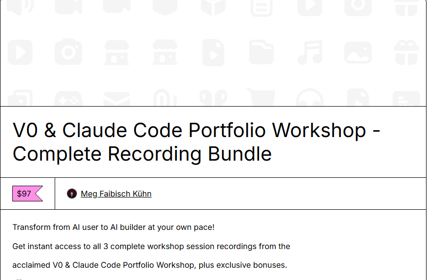 Meg Faibisch Kühn – V0 & Claude Code Portfolio Workshop